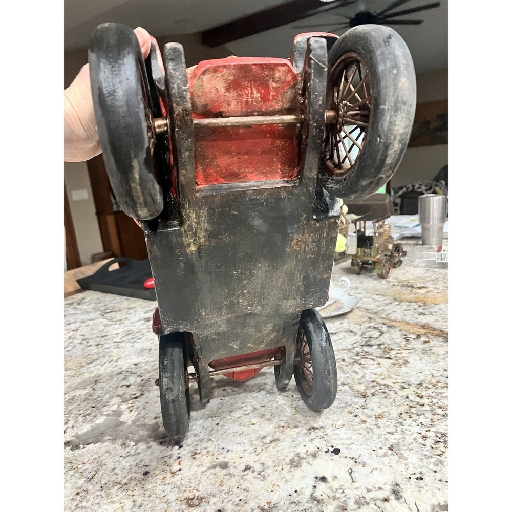 Black/ Red Roadster Car 20" Large Vintage Resin Wood Carved Reprocrafters MCMXCV - Picture 5 of 6